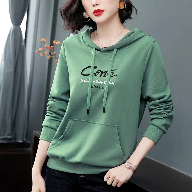 Women's Pink Hooded Sweatshirt Large Casual Spring Autumn Wear - Image 2
