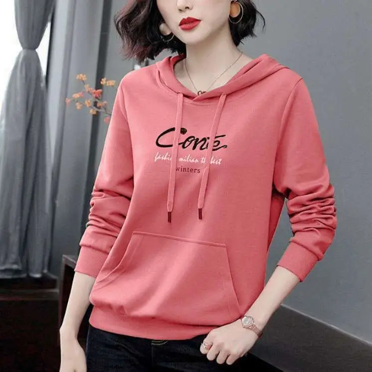Women's Pink Hooded Sweatshirt Large Casual Spring Autumn Wear - Image 6