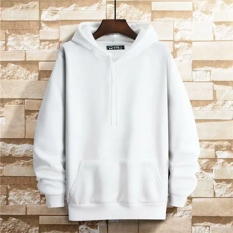 Men Hooded Sweatshirt Light Blue Loose Fit Large - Image 11