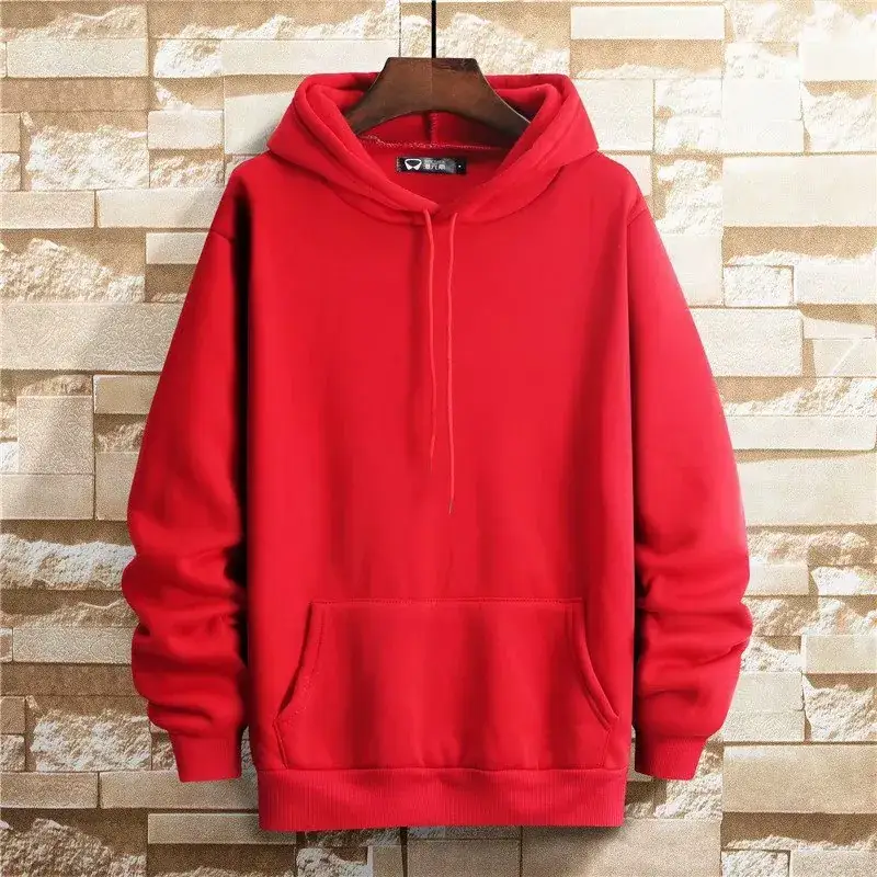 Men Hooded Sweatshirt Light Blue Loose Fit Large - Image 2