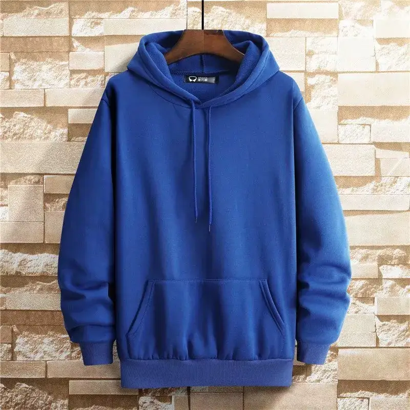 Men Hooded Sweatshirt Light Blue Loose Fit Large - Image 6
