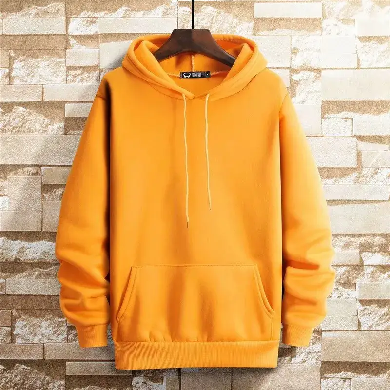 Men Hooded Sweatshirt Light Blue Loose Fit Large - Image 9