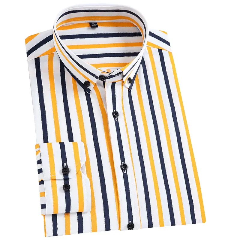 Men's Stretch Plaid Long Sleeve Shirt Grey Red - Image 14