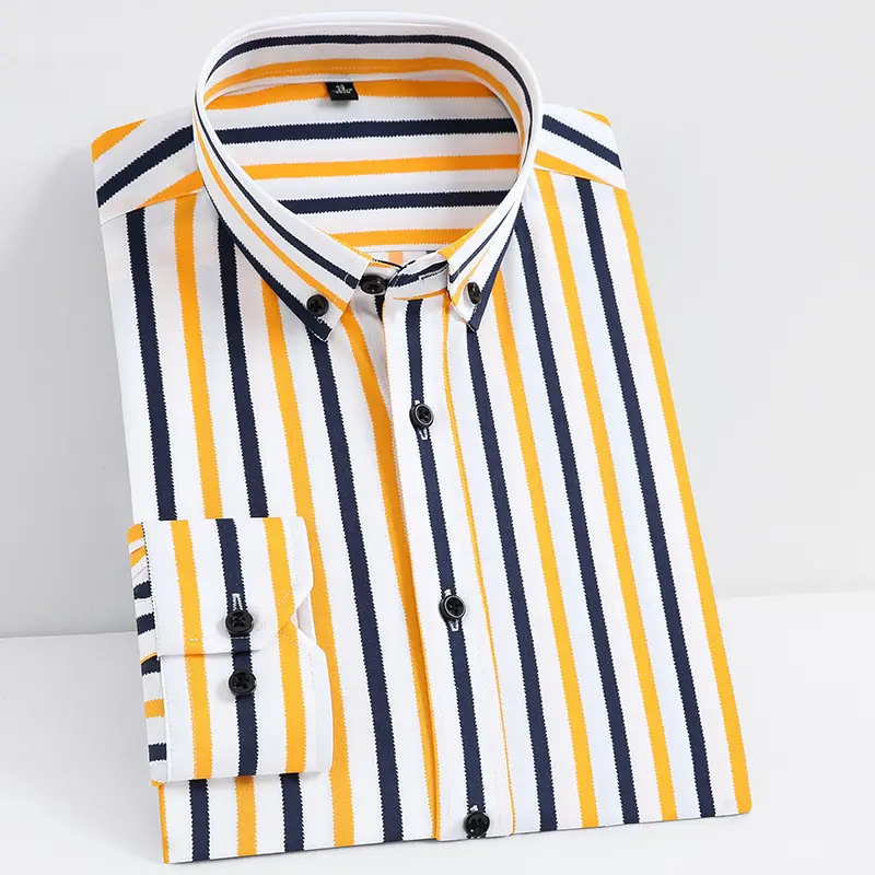 Men's Stretch Plaid Long Sleeve Shirt Grey Red - Image 2