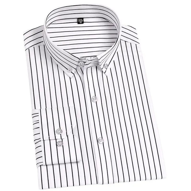 Men's Stretch Plaid Long Sleeve Shirt Grey Red - Image 5
