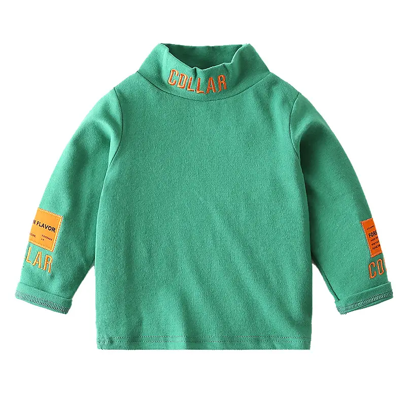 White Korean Style Boys T-Shirt with Collar & Embroidered Details - Image 6