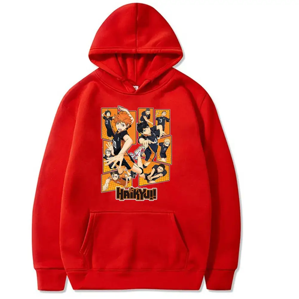 Red Anime Haikyuu Hoodie for Men - Image 17