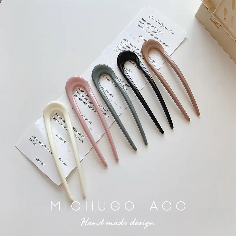 Modern U-Shaped Acrylic Hairpin for Daily Wear - Image 7