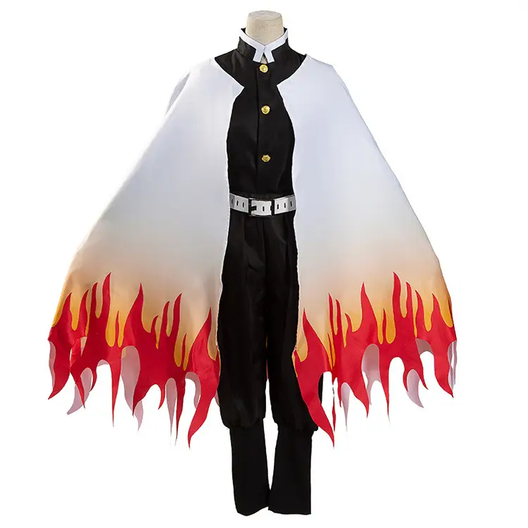 Children's Ghost Killing Blade Cosplay Suit White Black Flame Design - Image 6