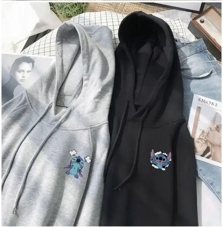 Black Hooded Fleece Sweater for Men Women Autumn Winter — feature 2