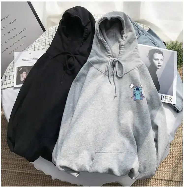 Black Hooded Fleece Sweater for Men Women Autumn Winter — feature 4