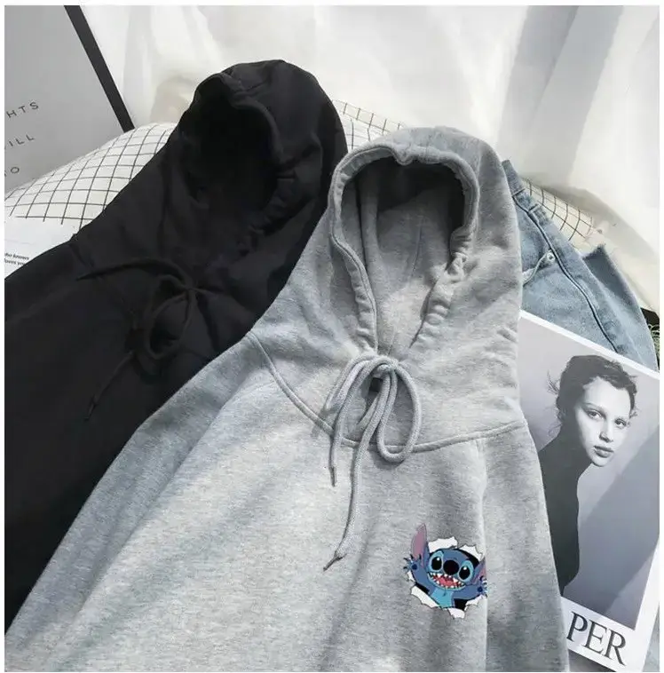 Black Hooded Fleece Sweater for Men Women Autumn Winter — feature 5