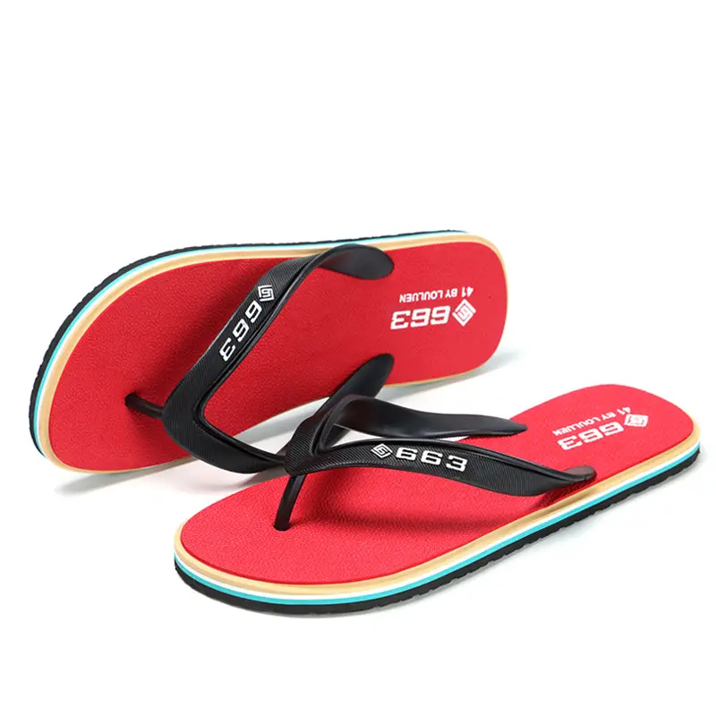 Lu Lu Red Rubber Flip Flops for Men
