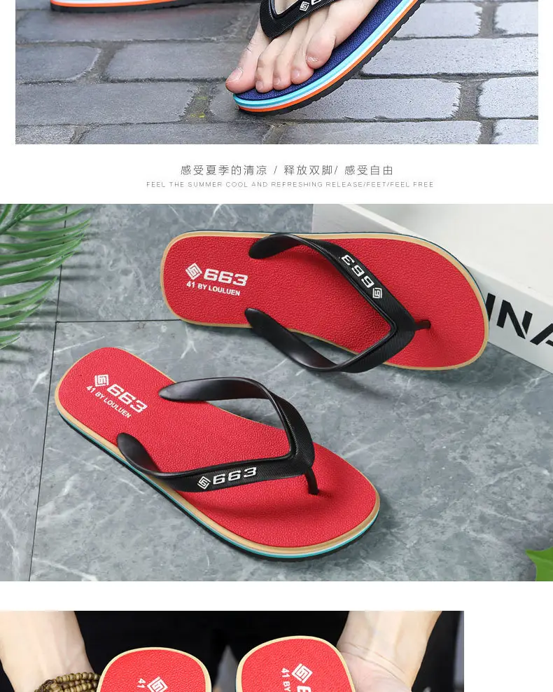 Lu Lu Red Rubber Flip Flops for Men — feature 13