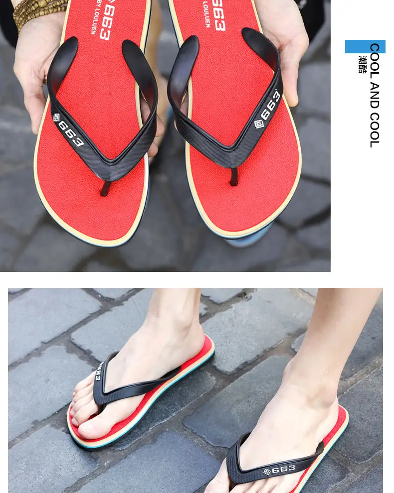 Lu Lu Red Rubber Flip Flops for Men — feature 14