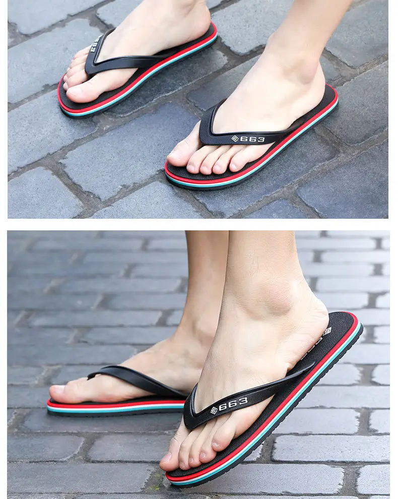 Lu Lu Red Rubber Flip Flops for Men — feature 9