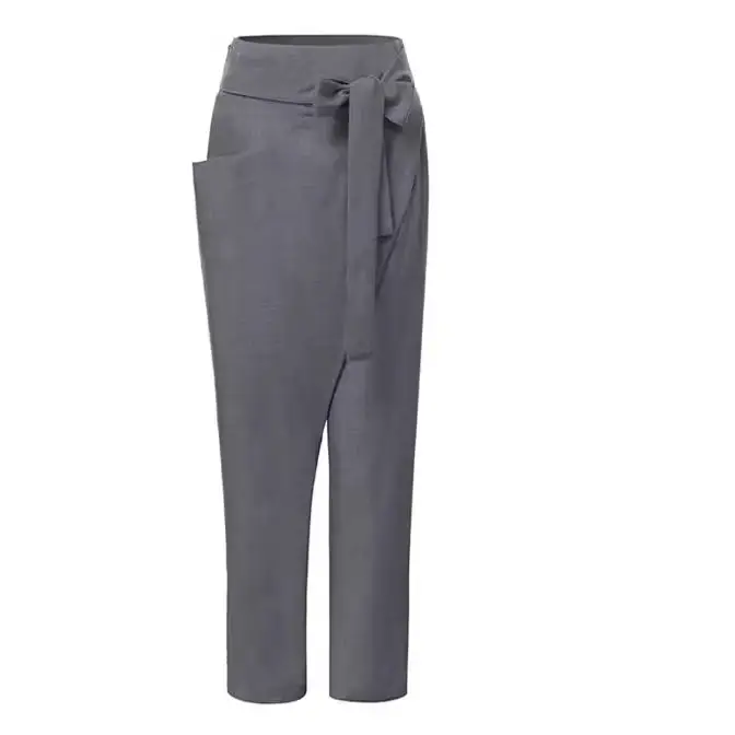 Women Asymmetrical Lace-Up Pants Green 2020 - Image 9