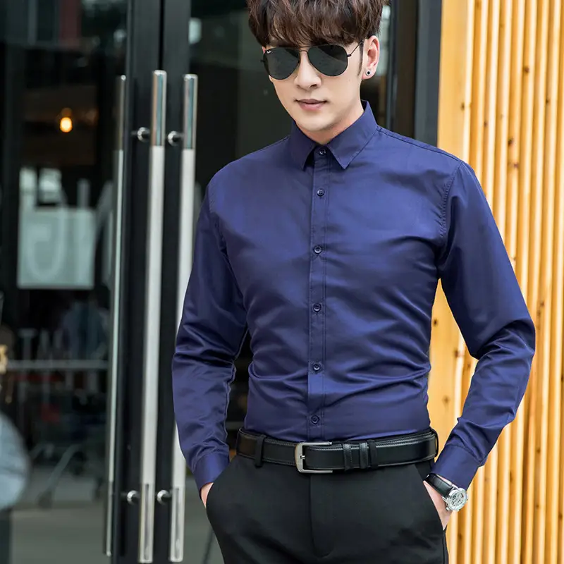 Men's Slim Fit Burgundy Button Down Shirt - Image 4