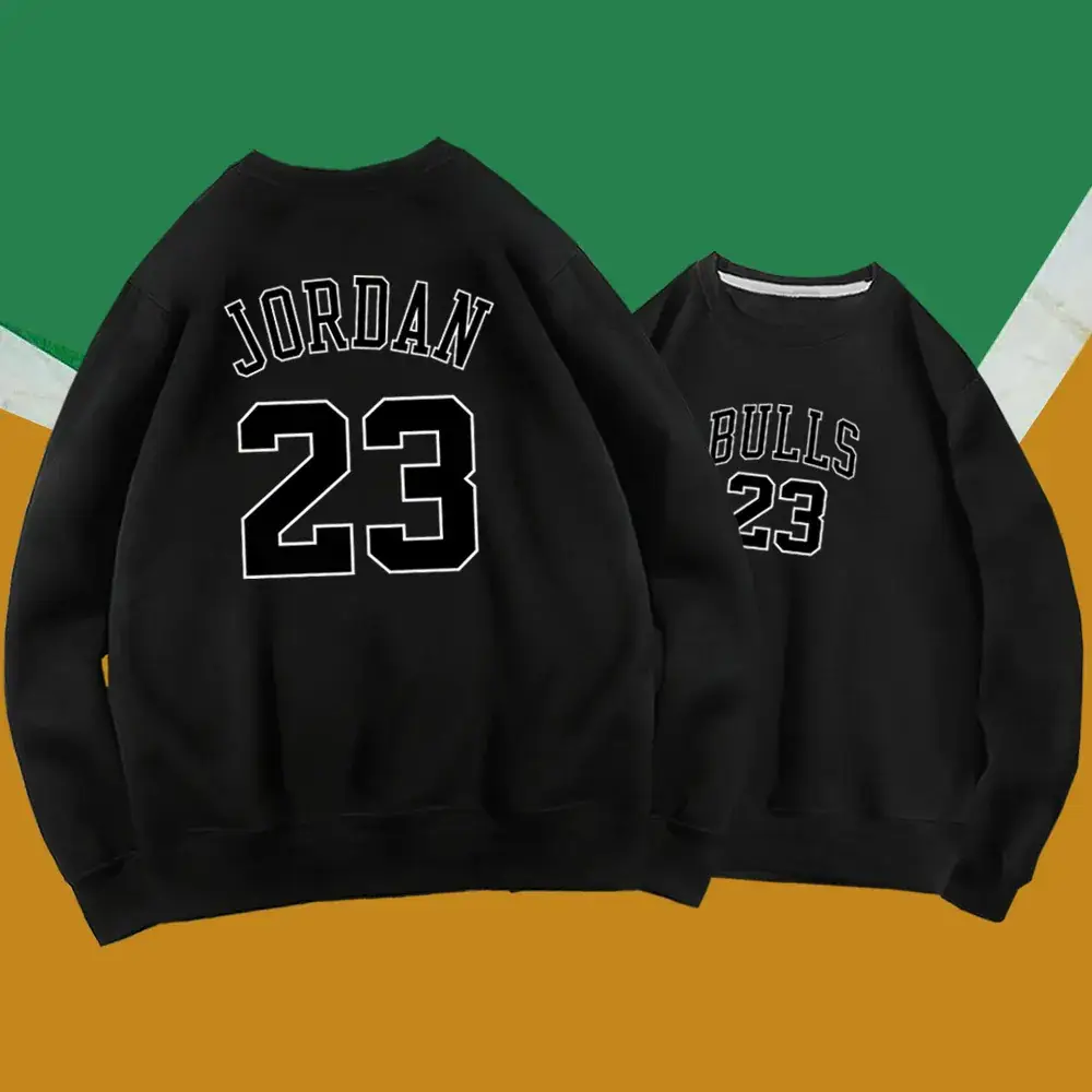 Men Women Spring Pullover Sweaters Jordan23 Bull23 White - Image 11