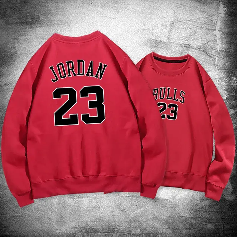 Men Women Spring Pullover Sweaters Jordan23 Bull23 White - Image 13