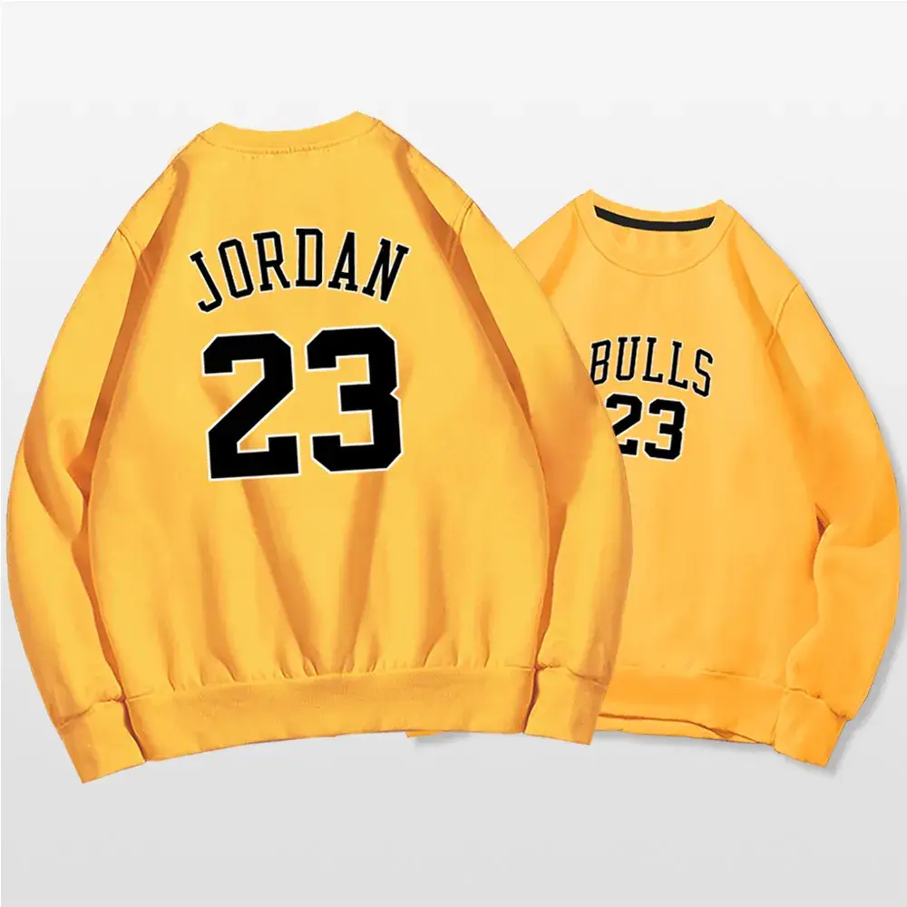 Men Women Spring Pullover Sweaters Jordan23 Bull23 White - Image 3