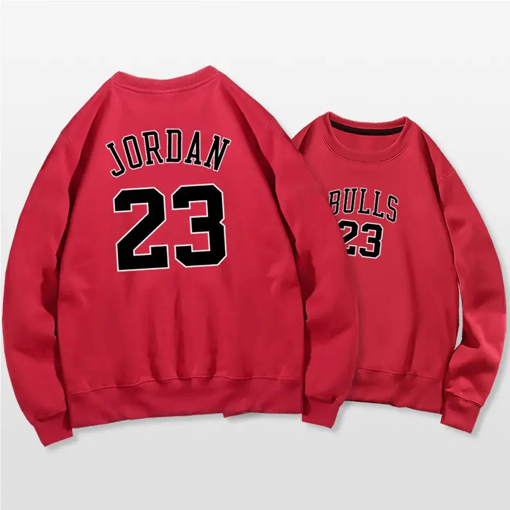 Men Women Spring Pullover Sweaters Jordan23 Bull23 White - Image 4