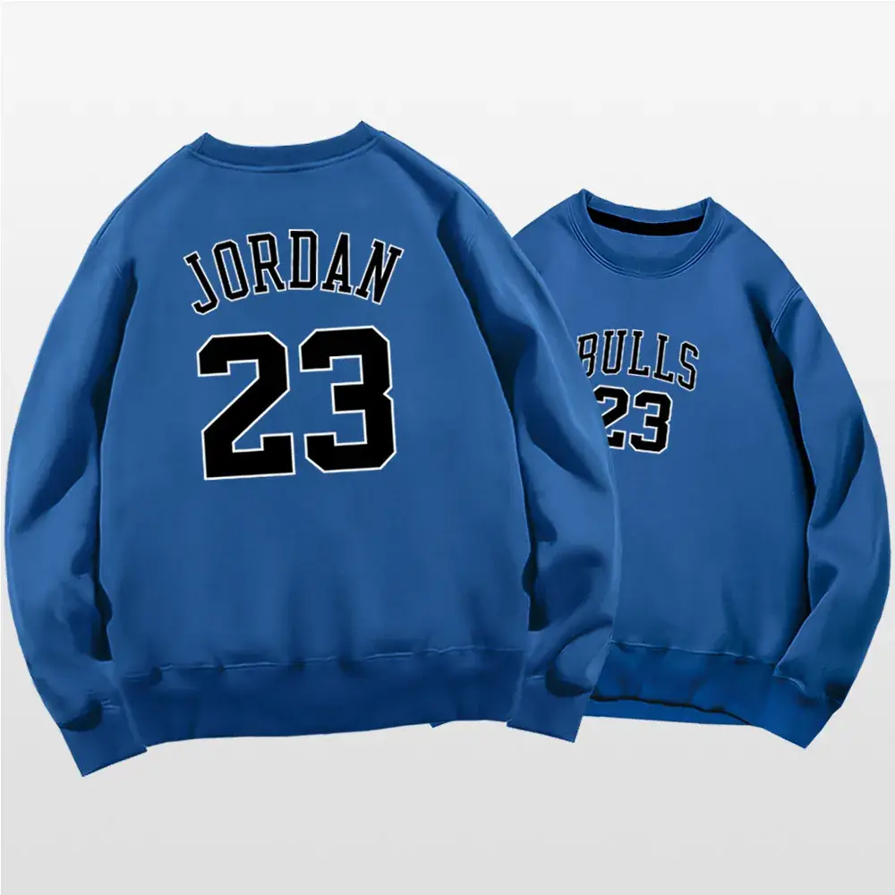 Men Women Spring Pullover Sweaters Jordan23 Bull23 White - Image 5