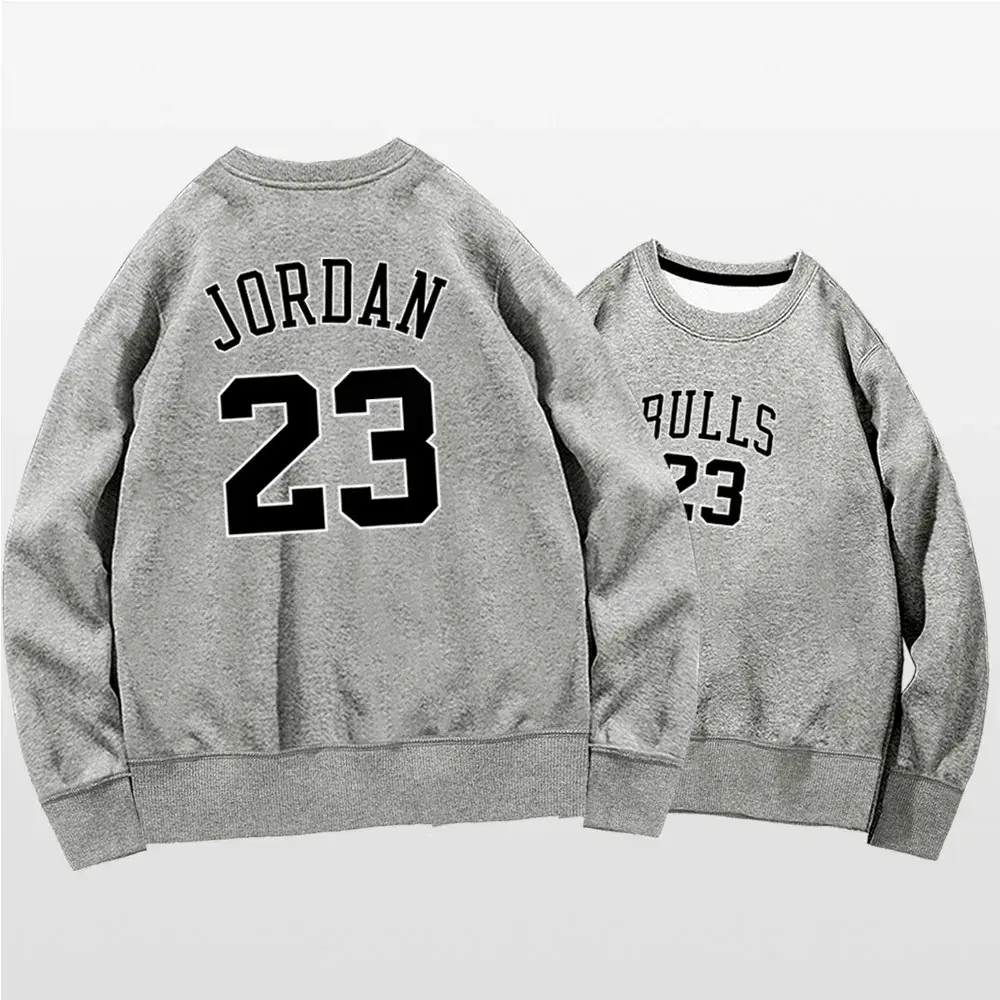 Men Women Spring Pullover Sweaters Jordan23 Bull23 White - Image 6