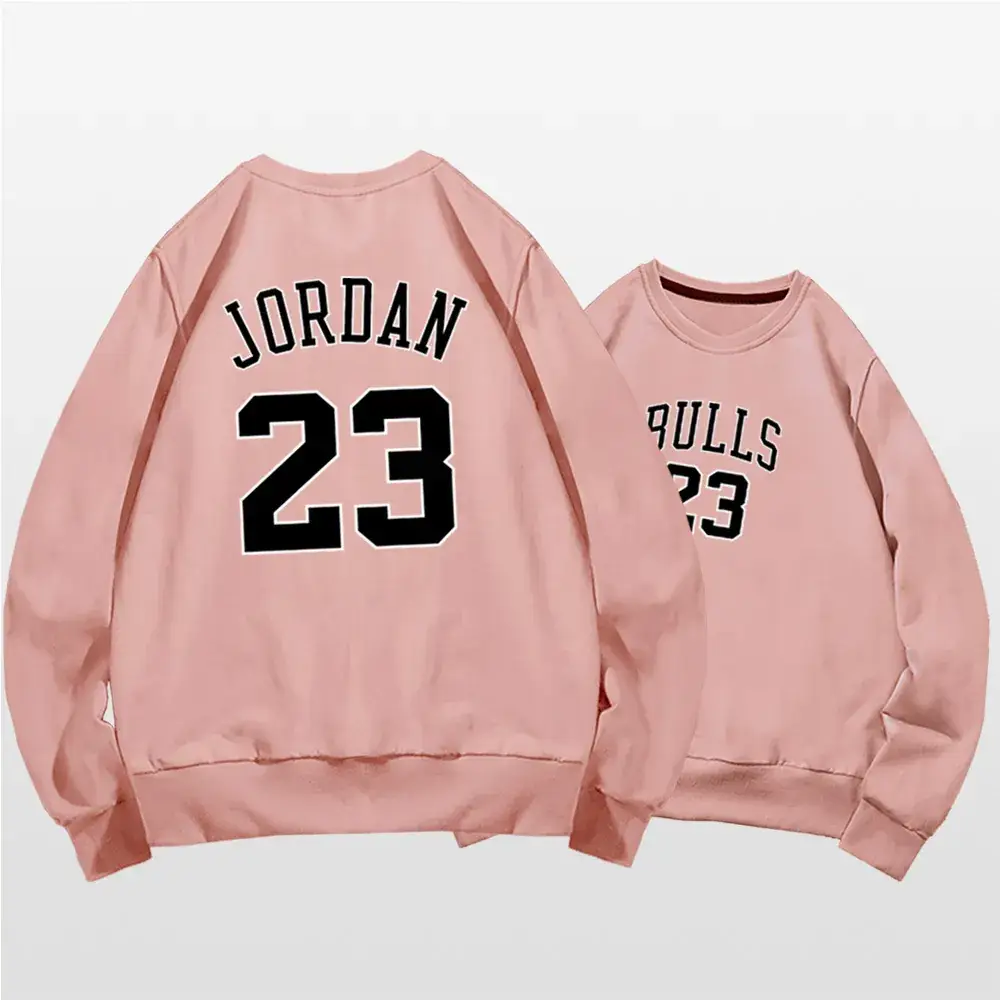 Men Women Spring Pullover Sweaters Jordan23 Bull23 White - Image 7