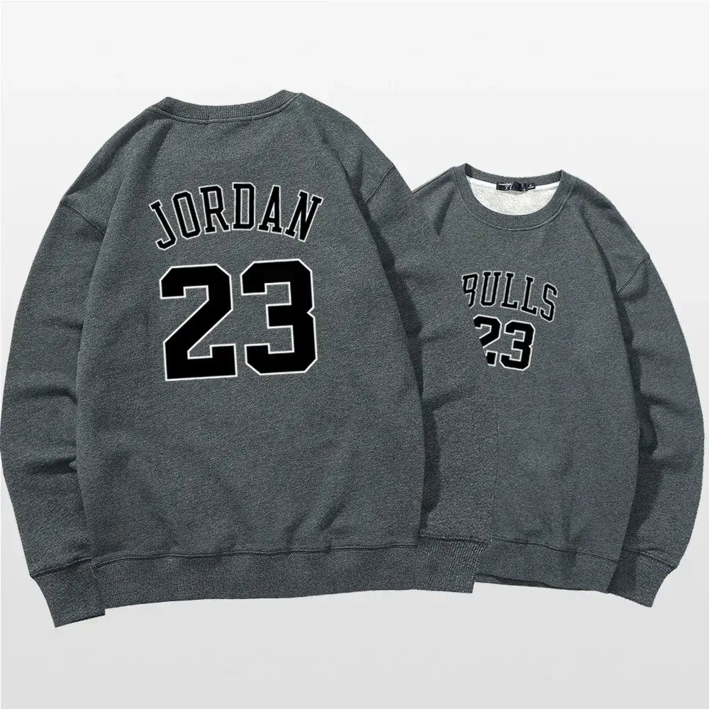 Men Women Spring Pullover Sweaters Jordan23 Bull23 White - Image 8