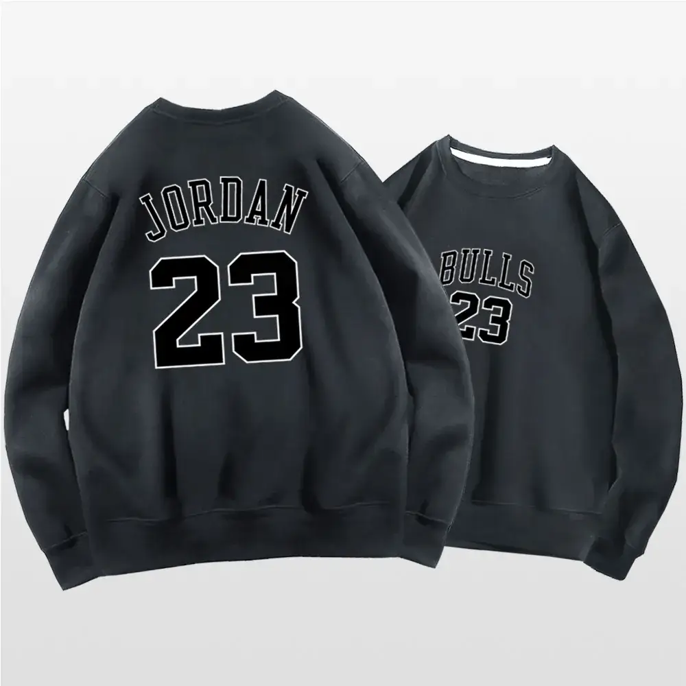 Men Women Spring Pullover Sweaters Jordan23 Bull23 White - Image 9