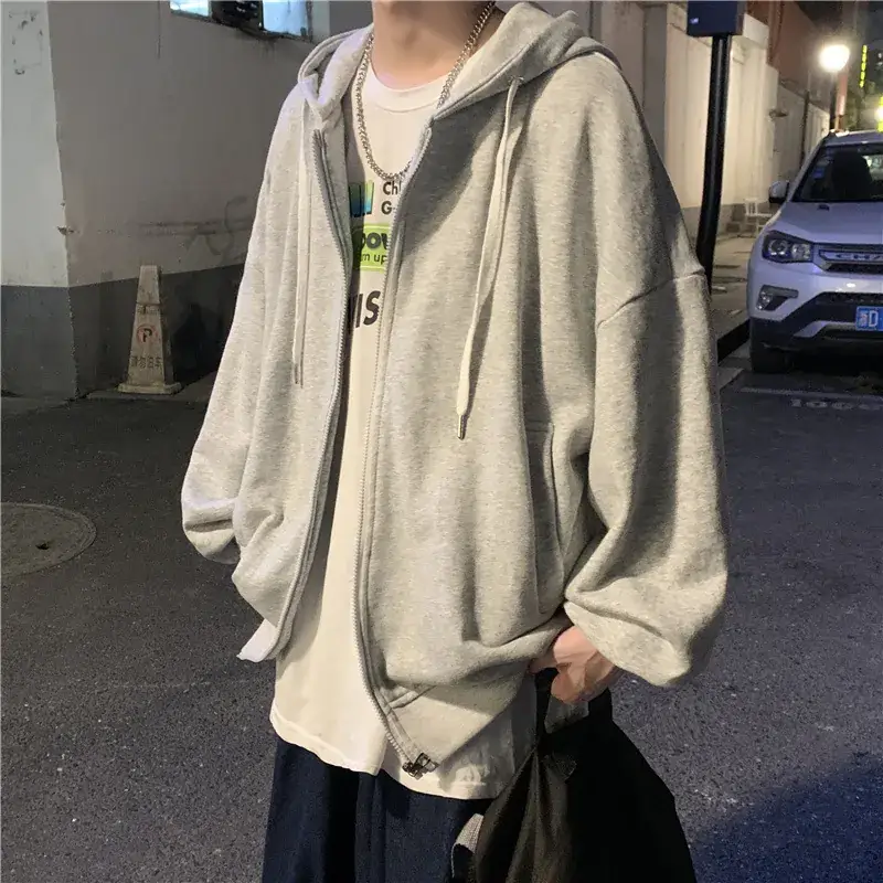 Men Black Full Zip Hoodie Sweatshirt Winter Casual - Image 6