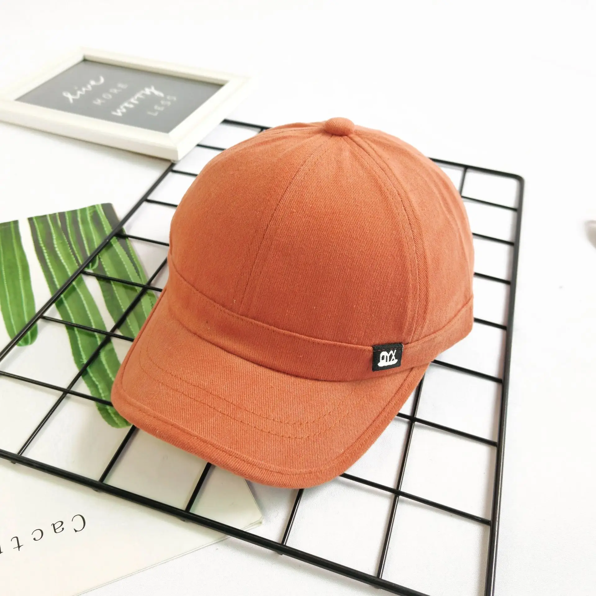 Men's Beige Baseball Cap with Logo & Short Brim - Image 5