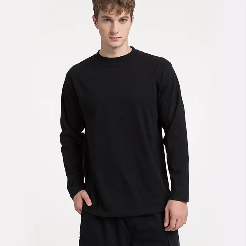 Men Black Cotton Long Sleeve T-Shirt Loose Fit - Image 33