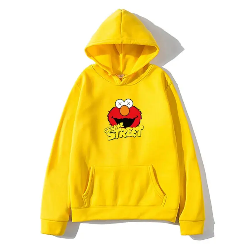 Men's Cartoon Hoodie Grey Fleece Winter Loose Fit - Image 14