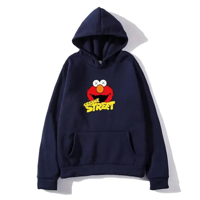Men's Cartoon Hoodie Grey Fleece Winter Loose Fit - Image 16