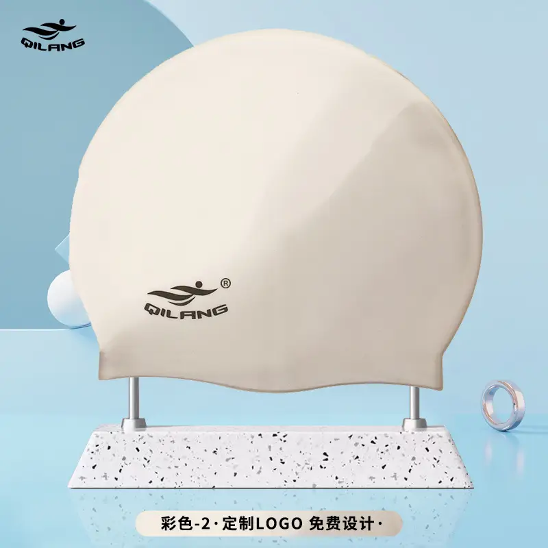 Qilang Silicone Swimming Cap Wholesale for Adults and Kidsren 50g Waterproof Men and Women Long Hair Swimming Cap Custom Made with Logo