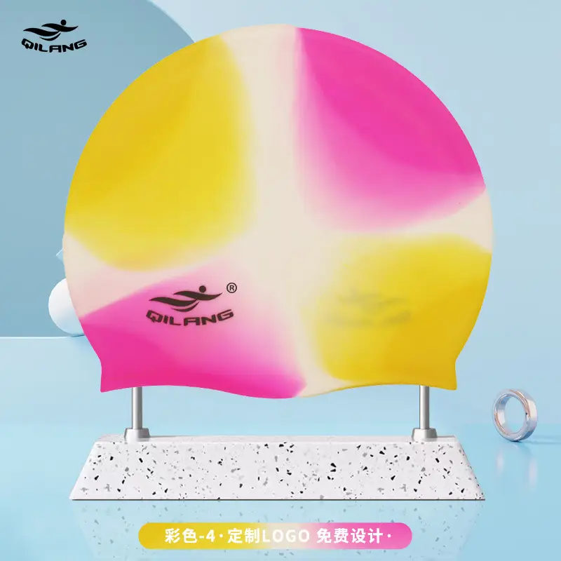 Qilang Silicone Swimming Cap Wholesale for Adults and Kidsren 50g Waterproof Men and Women Long Hair Swimming Cap Custom Made with Logo