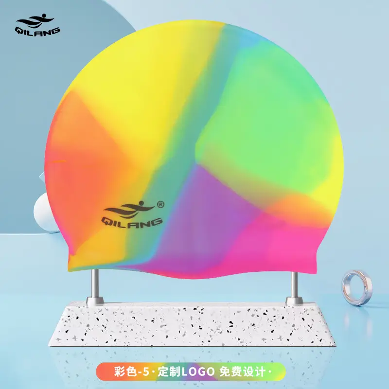 Qilang Silicone Swimming Cap Wholesale for Adults and Kidsren 50g Waterproof Men and Women Long Hair Swimming Cap Custom Made with Logo