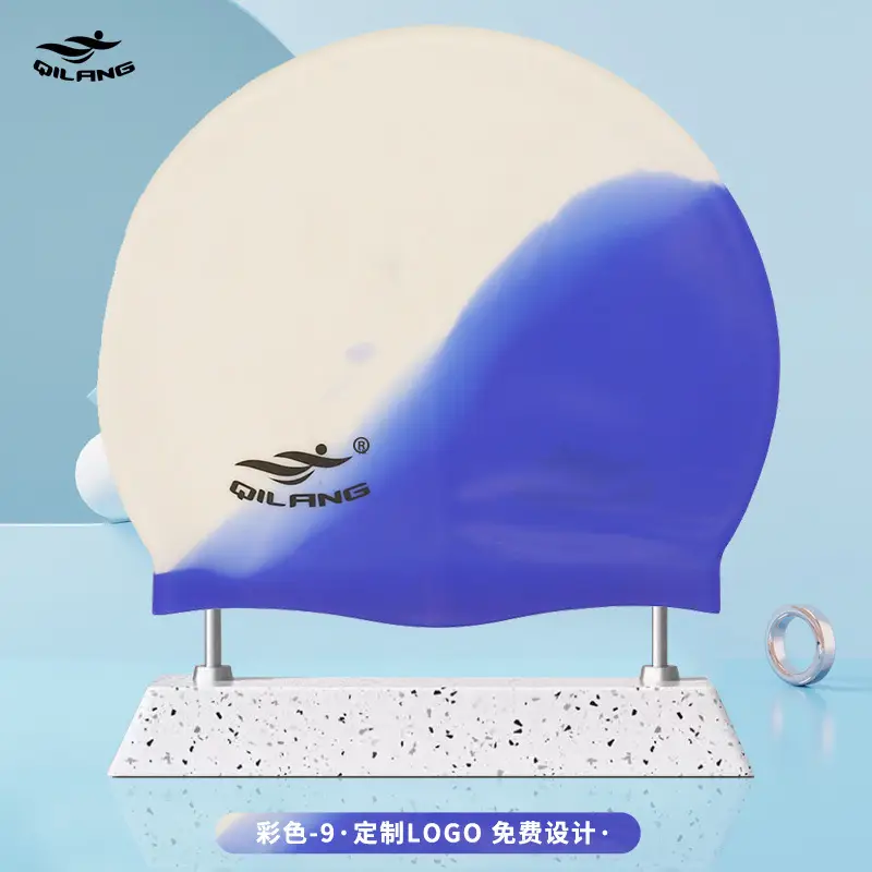 Qilang Silicone Swimming Cap Wholesale for Adults and Kidsren 50g Waterproof Men and Women Long Hair Swimming Cap Custom Made with Logo
