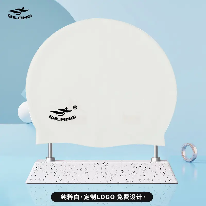 Qilang Silicone Swimming Cap Wholesale for Adults and Kidsren 50g Waterproof Men and Women Long Hair Swimming Cap Custom Made with Logo