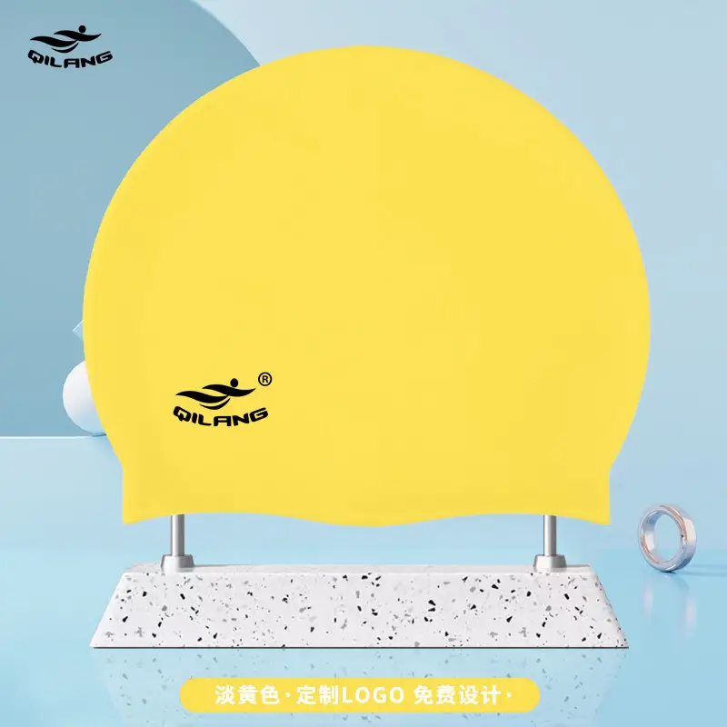 Qilang Silicone Swimming Cap Wholesale for Adults and Kidsren 50g Waterproof Men and Women Long Hair Swimming Cap Custom Made with Logo