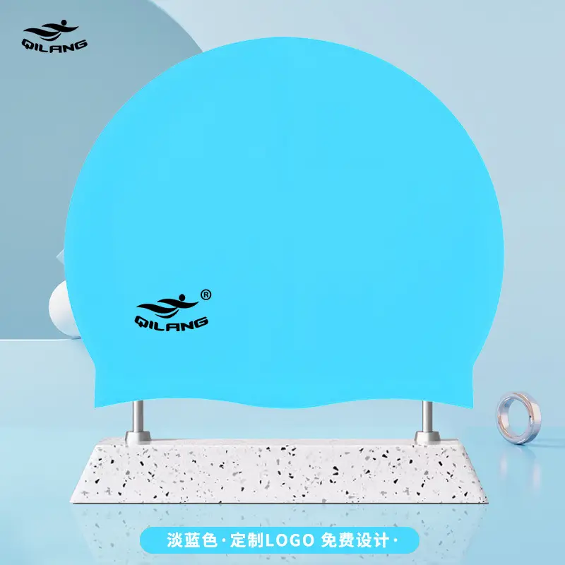 Qilang Silicone Swimming Cap Wholesale for Adults and Kidsren 50g Waterproof Men and Women Long Hair Swimming Cap Custom Made with Logo