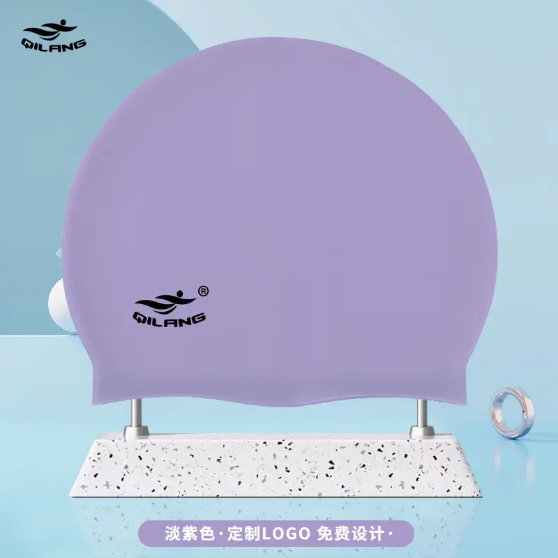 Qilang Silicone Swimming Cap Wholesale for Adults and Kidsren 50g Waterproof Men and Women Long Hair Swimming Cap Custom Made with Logo