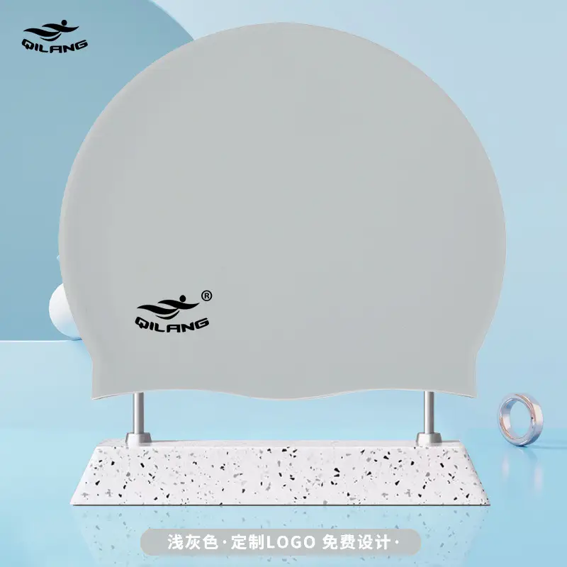 Qilang Silicone Swimming Cap Wholesale for Adults and Kidsren 50g Waterproof Men and Women Long Hair Swimming Cap Custom Made with Logo