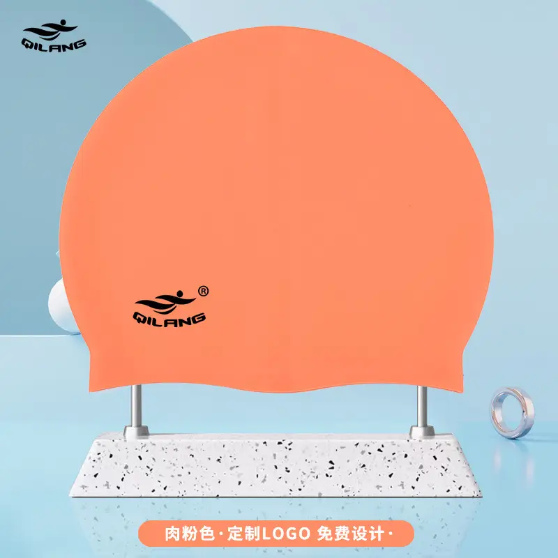 Qilang Silicone Swimming Cap Wholesale for Adults and Kidsren 50g Waterproof Men and Women Long Hair Swimming Cap Custom Made with Logo