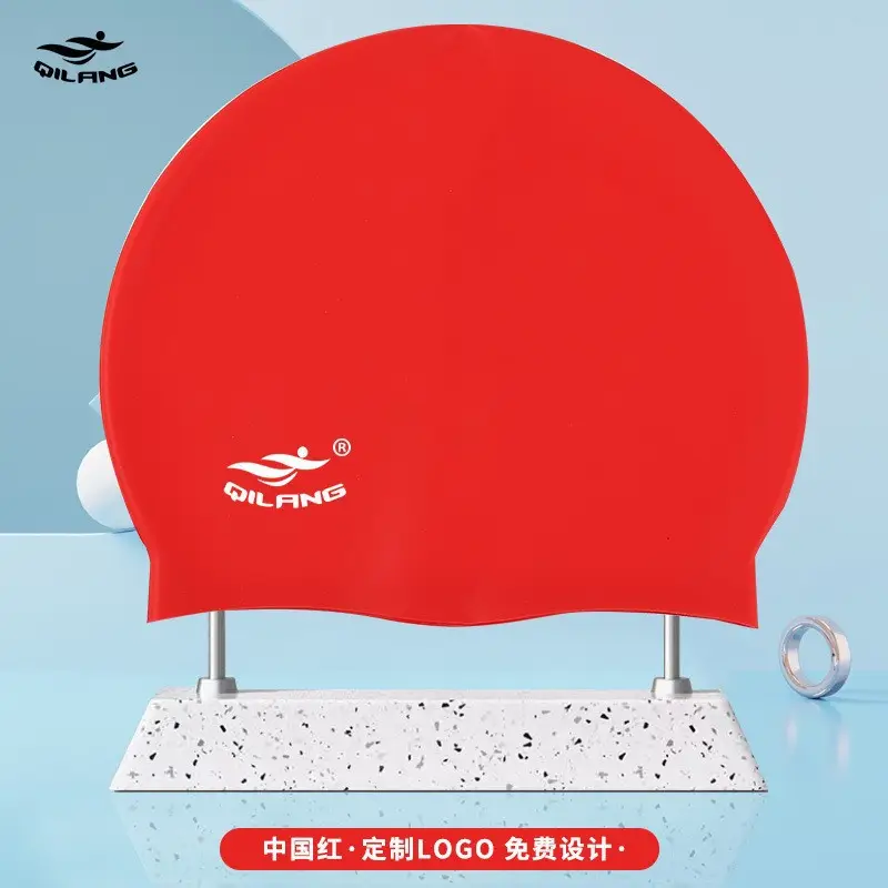 Qilang Silicone Swimming Cap Wholesale for Adults and Kidsren 50g Waterproof Men and Women Long Hair Swimming Cap Custom Made with Logo