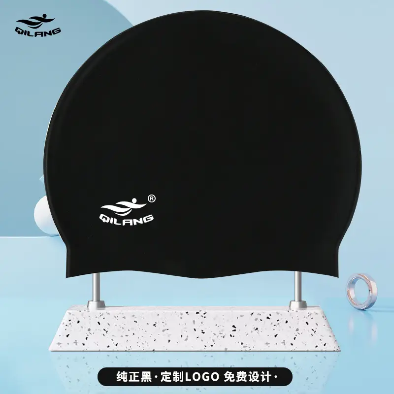 Qilang Silicone Swimming Cap Wholesale for Adults and Kidsren 50g Waterproof Men and Women Long Hair Swimming Cap Custom Made with Logo