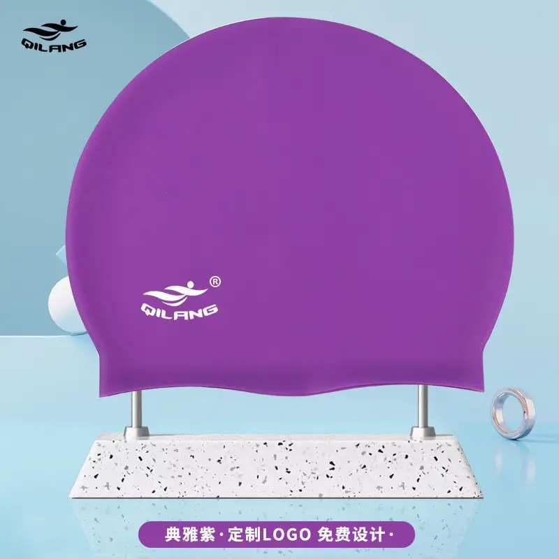 Qilang Silicone Swimming Cap Wholesale for Adults and Kidsren 50g Waterproof Men and Women Long Hair Swimming Cap Custom Made with Logo