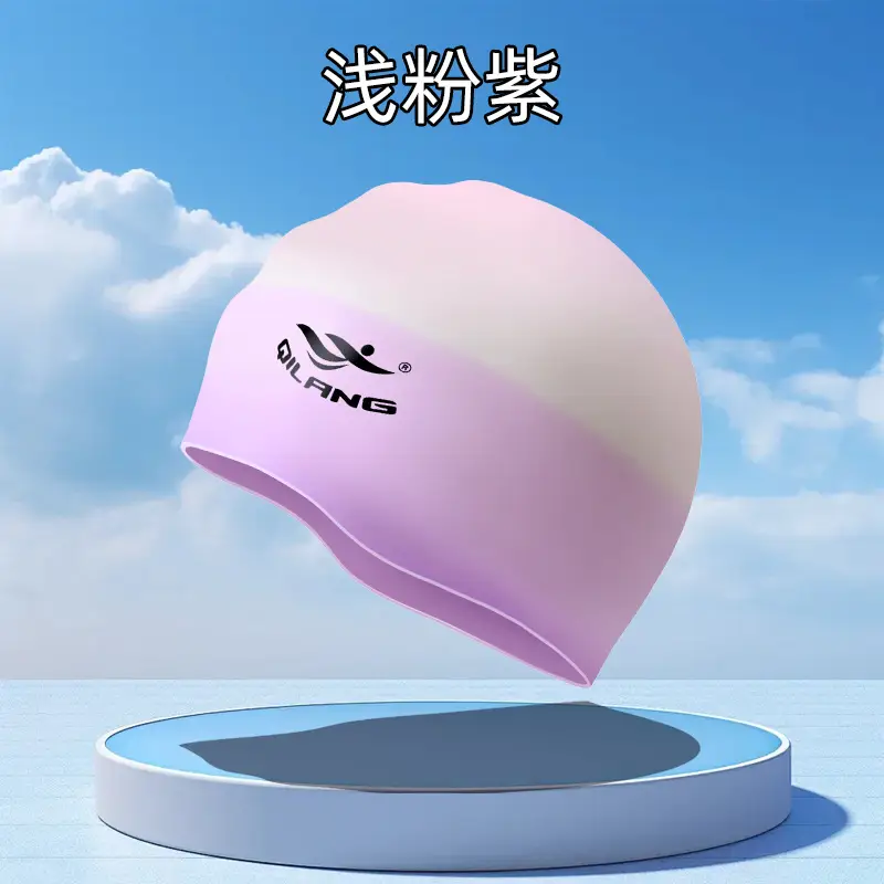 Qilang Silicone Swimming Cap Wholesale for Adults and Kidsren 50g Waterproof Men and Women Long Hair Swimming Cap Custom Made with Logo